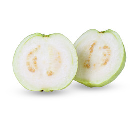 Guava fruit slice isolated on white background.