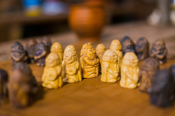 Medieval popular strategy board game - tafl. Folk, competition and traditional concept