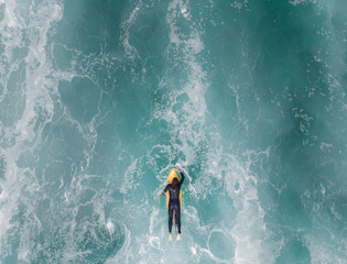 drone view surfer in France - obrazy, fototapety, plakaty
