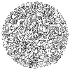 Obraz premium Cartoon vector doodles Automotive illustration