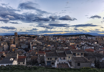 Obraz premium view of tudela at sunset