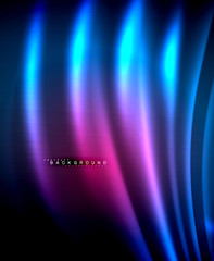 Obraz premium Neon glowing techno lines, hi-tech futuristic abstract background template with square shapes