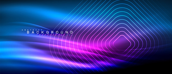 Obraz premium Neon glowing lines, magic energy space light concept, abstract background wallpaper design