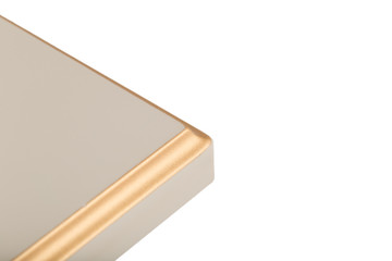 Kitchen, curved radial facade of furniture, front view. Kitchen facade isolated on white background.