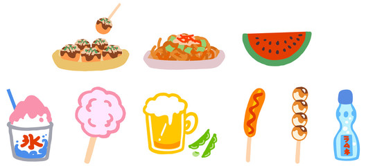 祭りのアイコン　屋台の食べ物