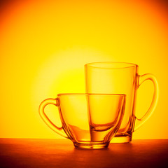 transparent dishes on a bright background