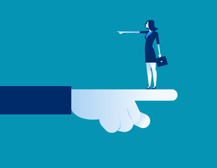 Businesswoman pointing direction different. Concept business vector illustration.