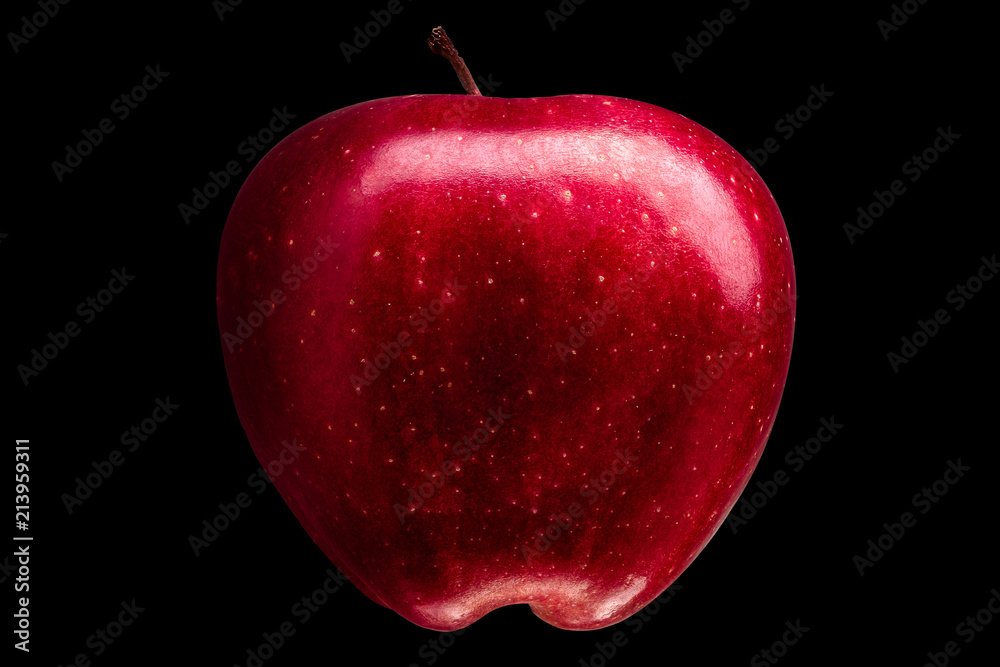 Canvas Prints single delicious red apple isolated on black background with clipping path and shiny reflections