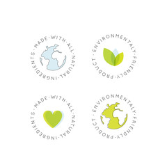 Isolated Vector Style Illustration Logo Badge Set Vegan Friendly, Fresh Certified Organic, Environmentally Friendly, Eco Product, Natural Bio Ingredient Label Badge, Green Concept