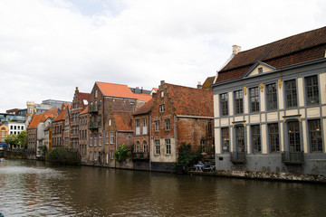 Naklejka na ściany i meble Old street in Ghent, Belgium