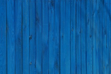 blue texture of wooden planks on the fence