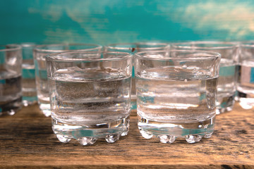 shots on a wooden table