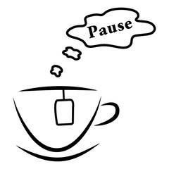 web icon cup of tea with steam cloud pause