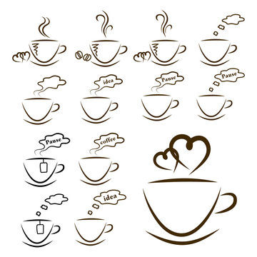 web icons coffee and tea set