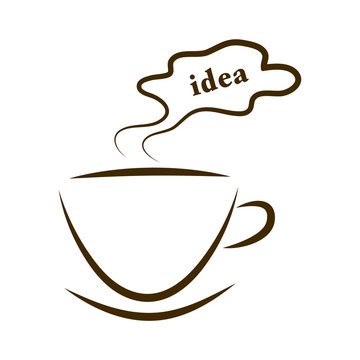 web icon cups of coffee with steam cloud idea