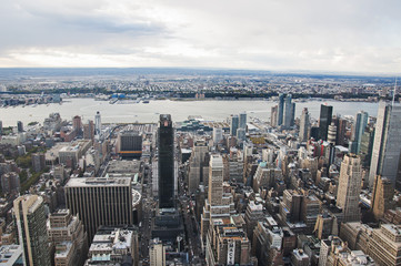 Manhattan street view and Nyc buildings from Empire State Building in New York City