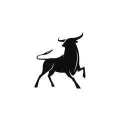 Bull black icon on white background. Template for your project. Vector illustration.