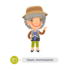 Traveler Photographer Cartoon Character