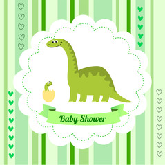 Funny illustration of a dinosaur mom with her newborn son