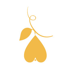 pear, love, heart, logo, sign