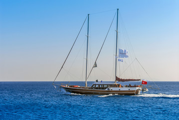 Kalymnos Island, Greece; 23 October 2010: Bodrum Cup Races, Gulet Wooden Sailboats