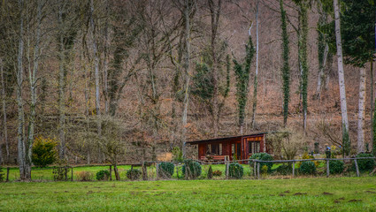 Cabane dans la nature en bord de forêt 