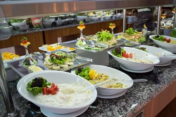 Velvet curtains Buffet, Bar Concept of food All-inclusive buffet-style in Turkey