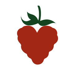 raspberry, love, heart, logo, sign, strawberry