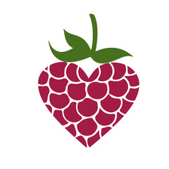 raspberry, love, heart, logo, sign, strawberry