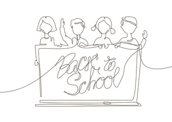Back to school - one line design style illustration