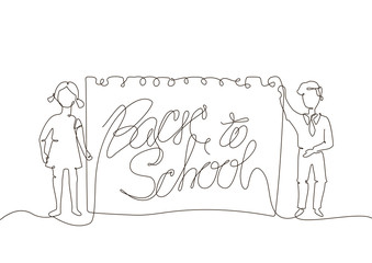 Back to school - one line design style illustration