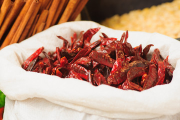 Dried Peppers in the market