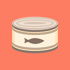 Canned fish, flat style vector illustration.