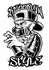 Graffiti artist monochrome