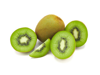 Slice of fresh juicy delicious and healthy kiwi fruit, isolated on white background.