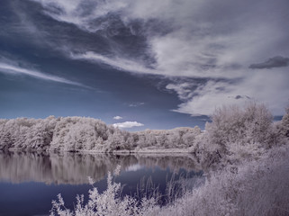 infrared photography - ir photo of landscape under sky with clouds - the art of our world in the...