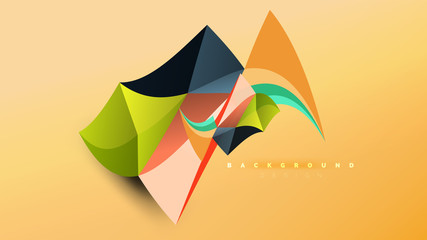 Abstract background - geometric origami style shape composition, triangular low poly design concept. Colorful trendy minimalistic illustration