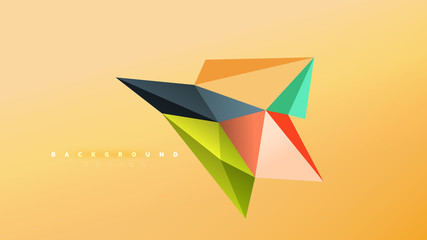 Abstract background - geometric origami style shape composition, triangular low poly design concept. Colorful trendy minimalistic illustration