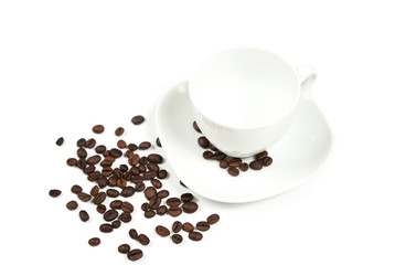 empty coffee cup on white background