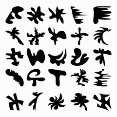 collection of abstract objects in black color vector illustration