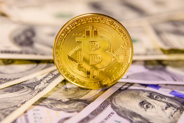 Bitcoin on the one hundred dollar bills