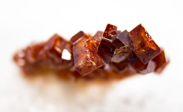 Natural mineral vanadinite Morocco on white background