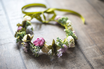 wreath, wedding decoration of the bride, flowers, bouquet