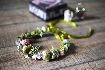 wreath, wedding decoration of the bride, flowers, bouquet