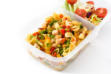 Lunch box with healthy food ready to eat isolated on white background

