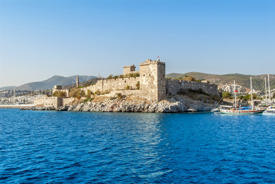 Bodrum, Turkey, 23 October 2010: Bodrum Cup Races, Gulet Wooden Sailboats and Bodrum Castle