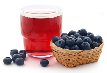 Group of fresh blueberries with juice
