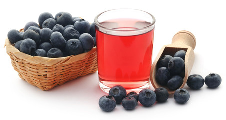 Group of fresh blueberries with juice