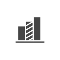 Chart icon in glyph design. Infographic element or label for presentation, business report, progress diagram. Black flat pictogram. Vector illustration isolated on white background
