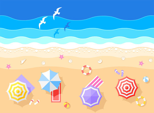 Sea and Beach Vector Illustration